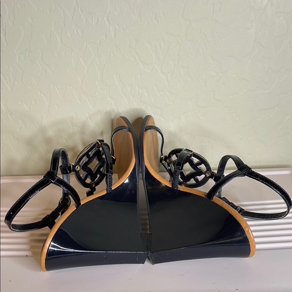 BCBGirls Black and Tan Wedge Sandals - Picture 4 of 8